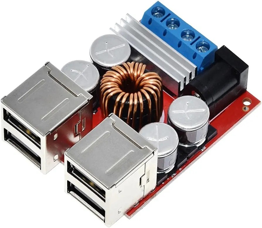 DC-DC Step Down Buck Modul 8V-35V bis 5V 8A Fahrzeugladenetzteilmodul 4-Port USB