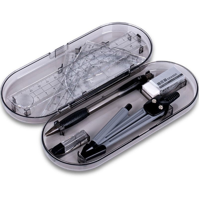 Geometrie Zirkelset mit Lineal und Winkelmesser 8-teilig