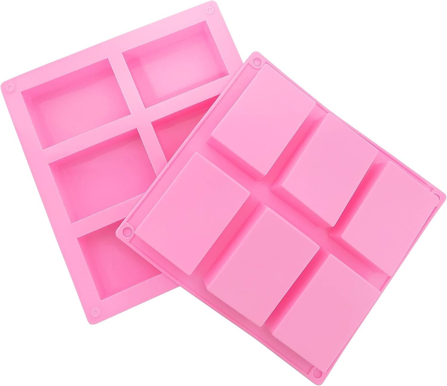 2er-Pack Silikon-Seifenformen, Silikonform mit 6 Mulden, quadratische Seifenform