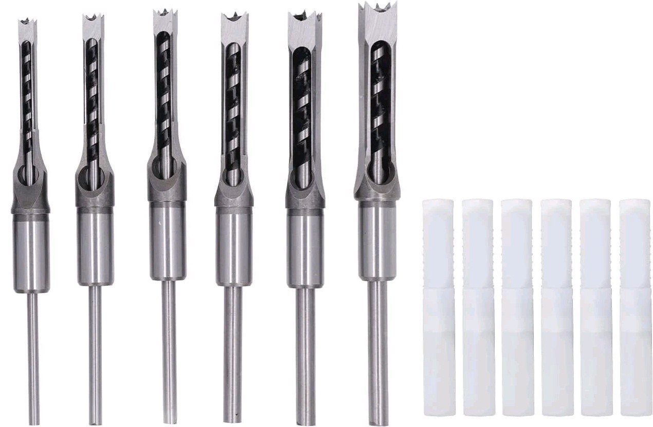 6-teiliges Holzbearbeitungs-Vierkantbohrer-Set, 1/4 Zoll, 5/16 Zoll, 3/8...