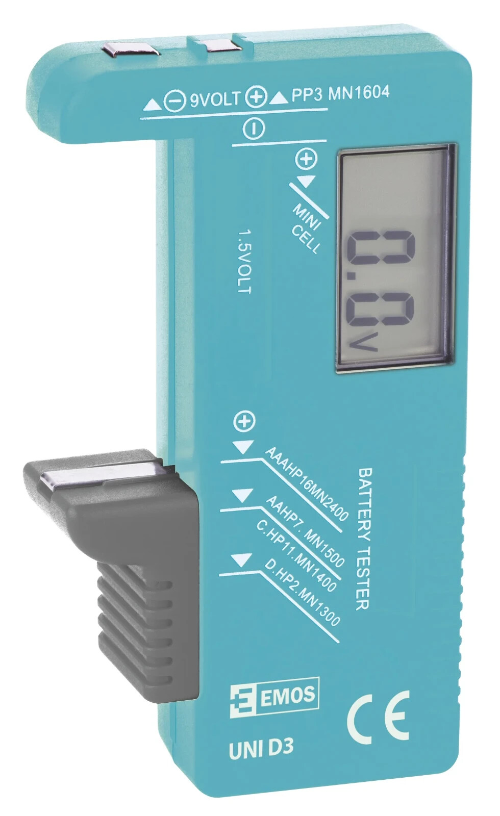 EMOS UNI Batterietester, Akkutester, Batterieprüfergerät, Digital mit LCD Displa
