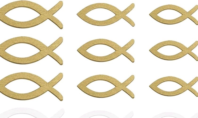 Holzfische Streudeko in Gold im 120er Set