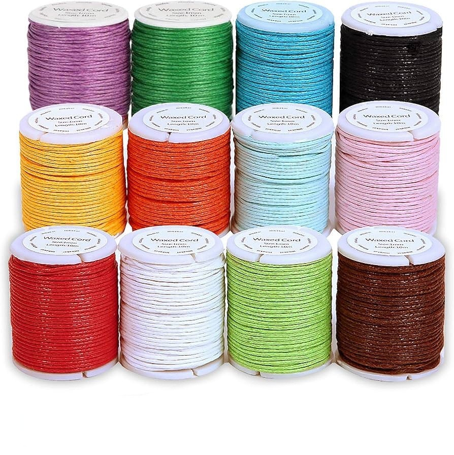 19stück Gewachste Baumwollschnur   1mm, Schmuckband Wachsschnur 10m Pro Rolle