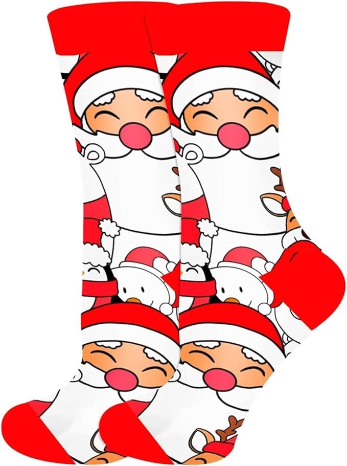 Weihnachtssocken mit Santa und Schneemann Motiv Unisex