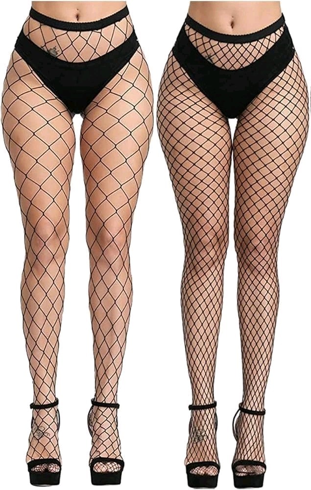 2xNetzstrumpfhose Schwarz, Netzstrümpfe Fishnet Stockings Strümpfe, Elastisch