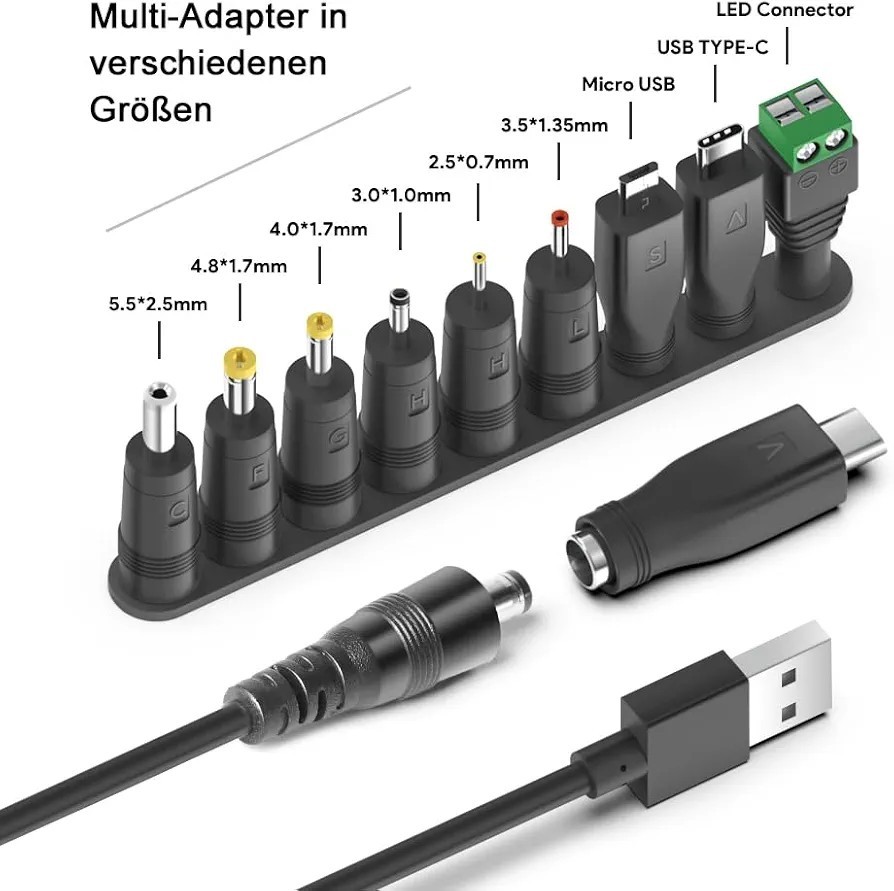 Universal USB Kabel 1,8m 10 in 1 auf Hohlstecker 9 Stecker für JBL Charge 1 2 3,