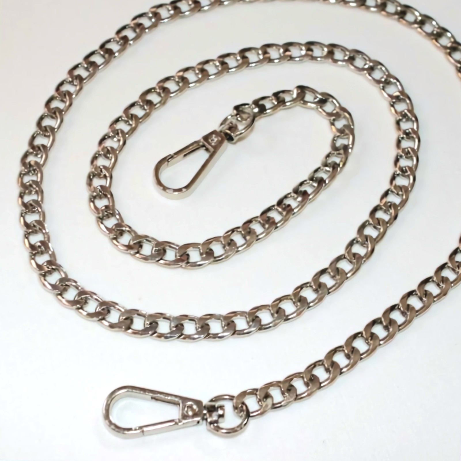 Taschenkette 120CM, Metall Tasche Kette, Taschenkette mit Karabinerhake, Silber