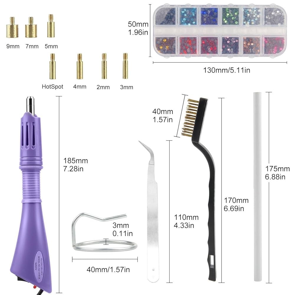 Hotfix Applikator With 7 Applicator Tips, Rhinestones Set Hotfix Applikator With