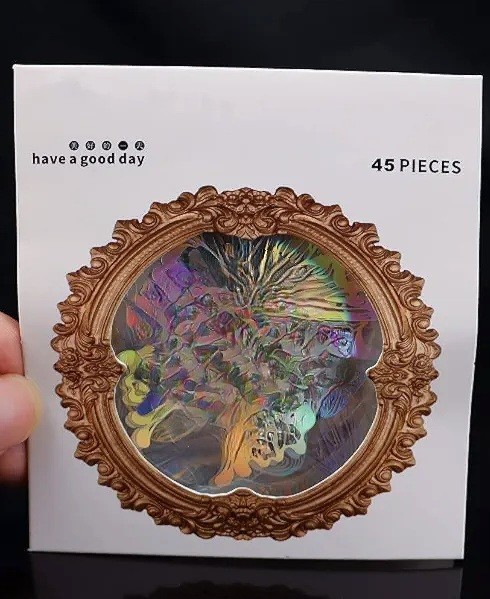 Holografische Farn Aufkleber mit Glitzereffekt