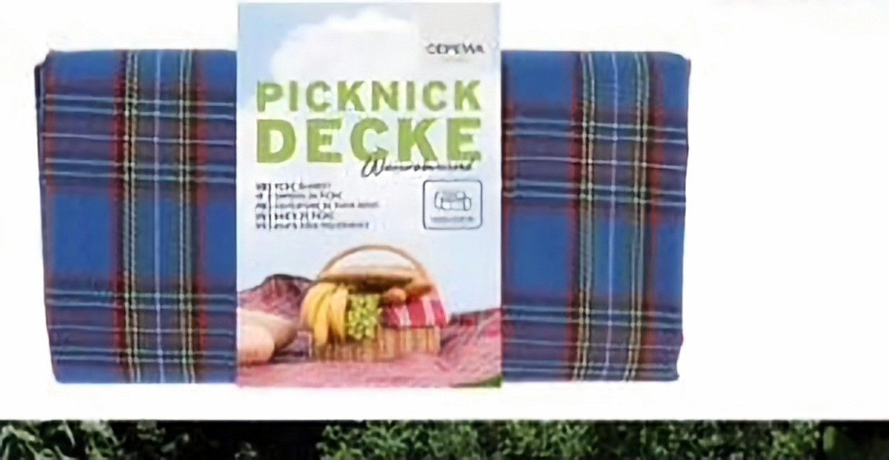 Picknickdecke, Stranddecke wasserabweisend kariert blau ca. 150x130cm