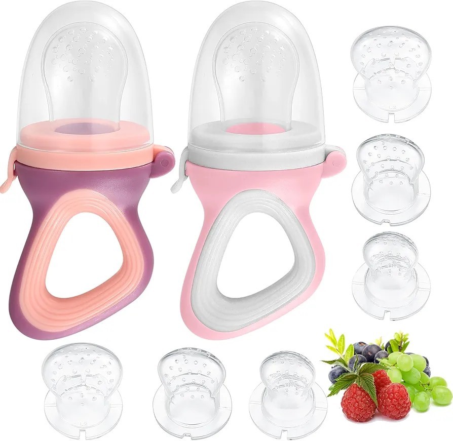 2 Stk Fruchtsauger Baby, Silikon Baby Obstschnuller ab 3 4 6 Monate, Baby...