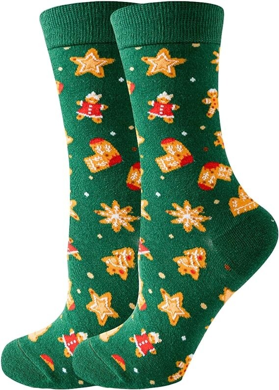 Weihnachtssocken mit Lebkuchen und Sternen Motiv Unisex