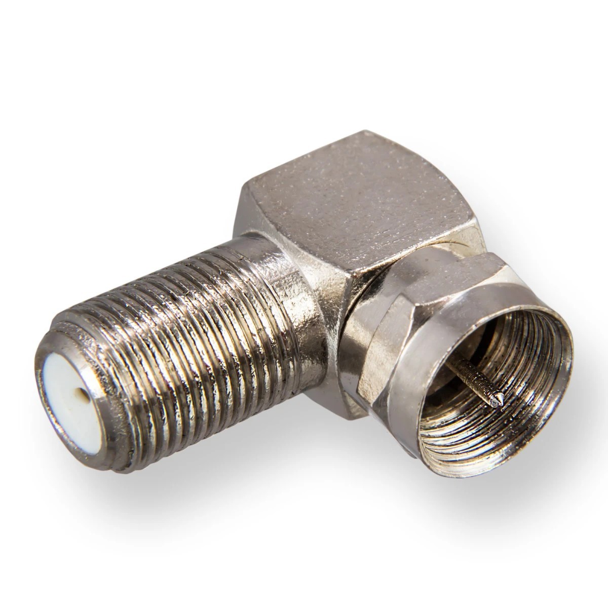 F-Winkeladapter - F-Stecker / F-Buchse vernickelt