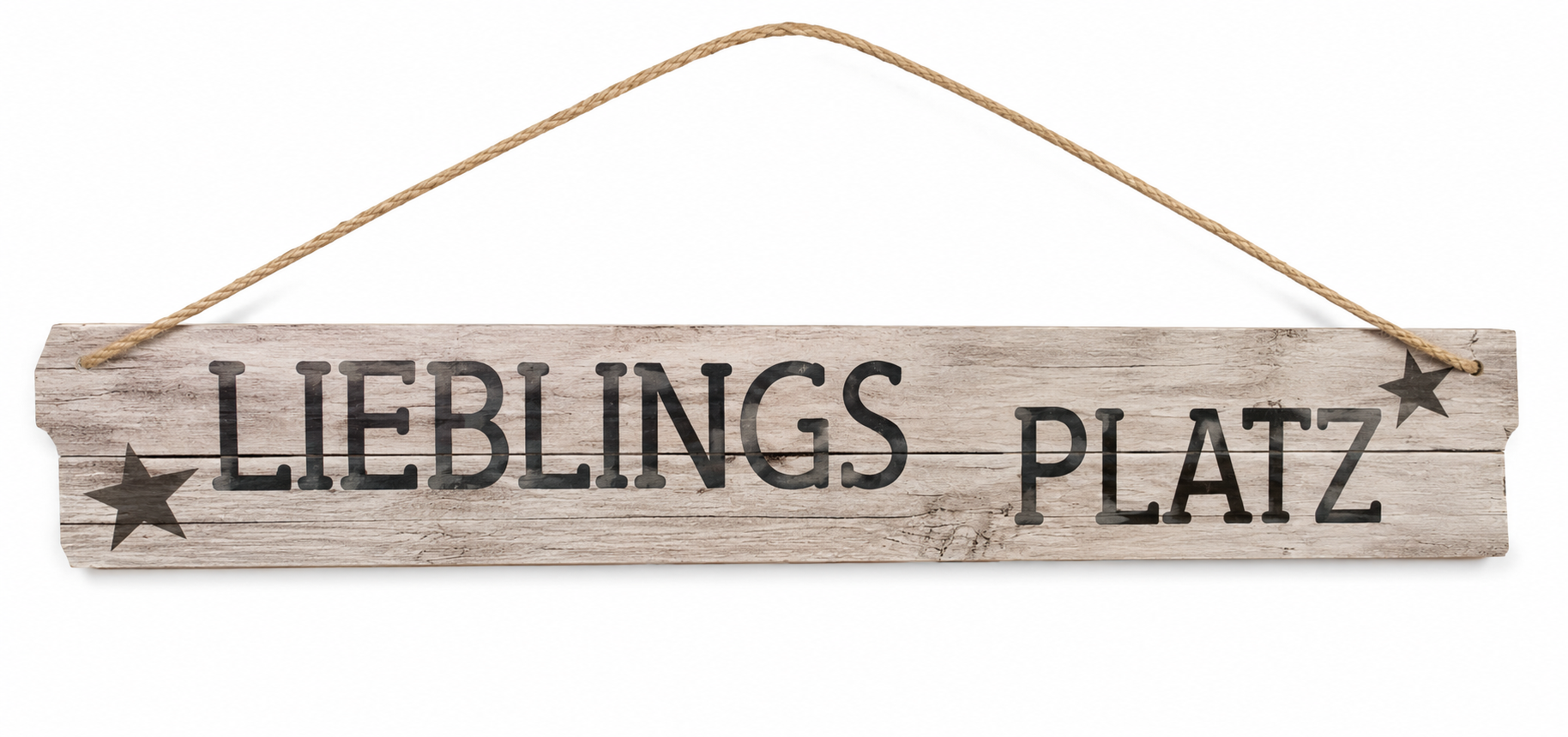 Holzschild Lieblingsplatz 60x10 cm Vintage Wanddeko mit Kordel zum Aufhängen