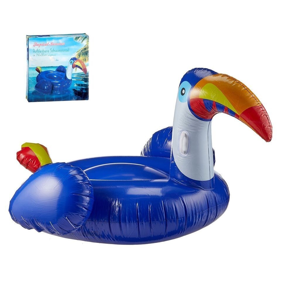 Aufblasbare Schwimminsel Tukan ca. 140x185cm Flamingo Bade Insel Pool Strand Neu