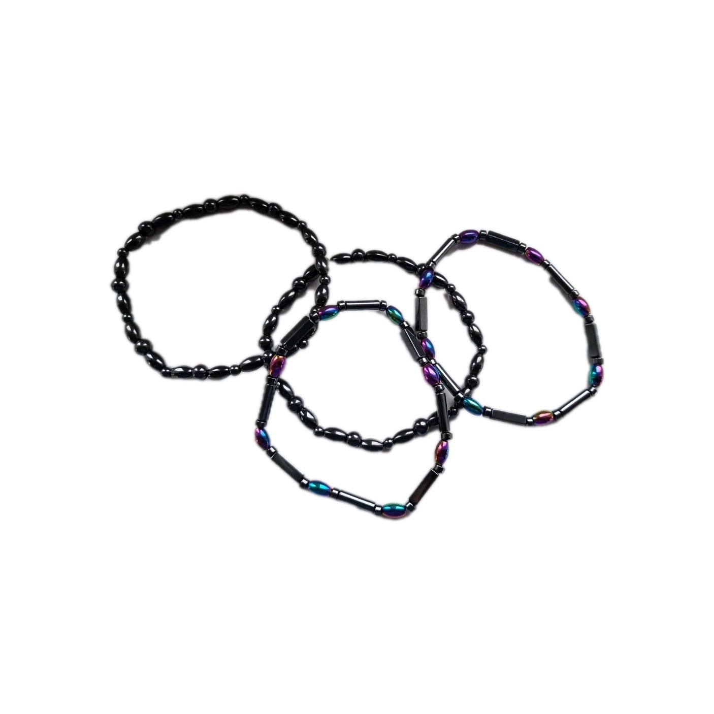 Magnetische Therapie Fuß Kette 4Pcs Hämatit Polygon Perlen Arthritis Armband...