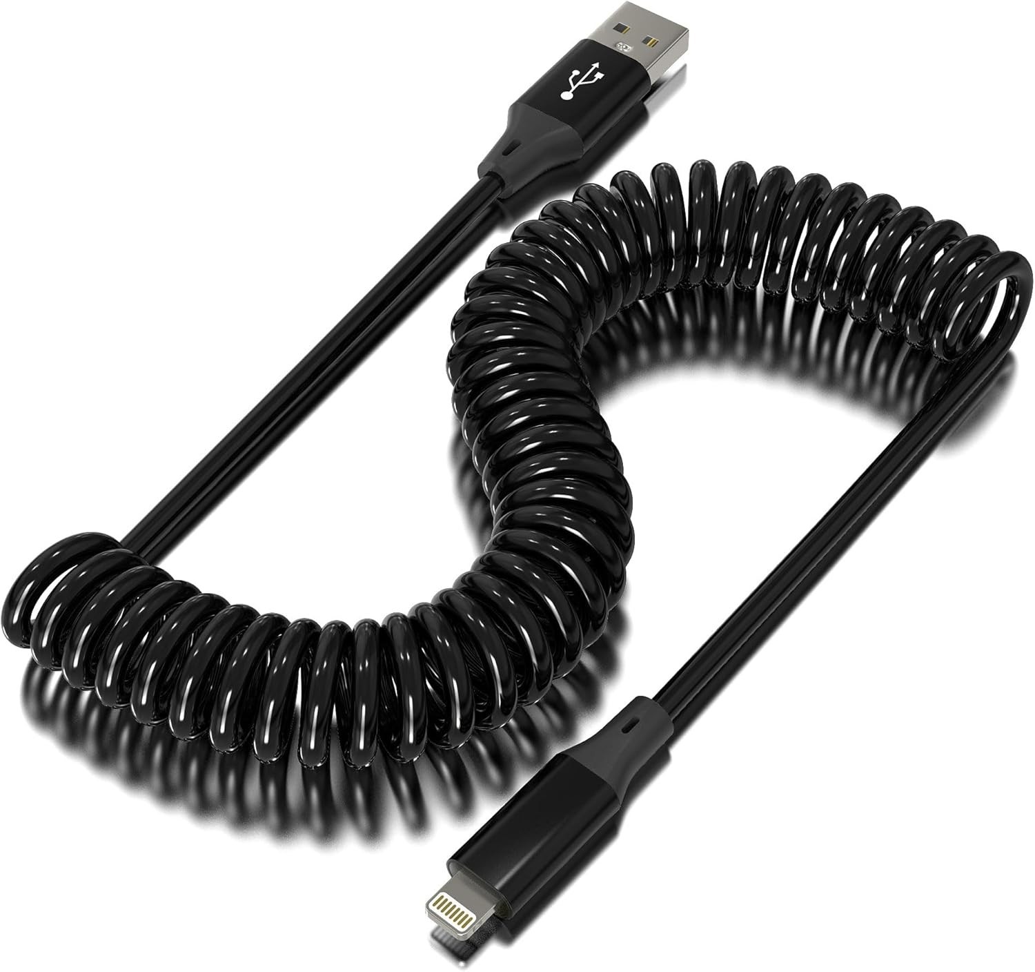 Spiralkabel USB A auf  Kabel für Apple Einziehbares Ladekabel , Kurz iPhone Lade