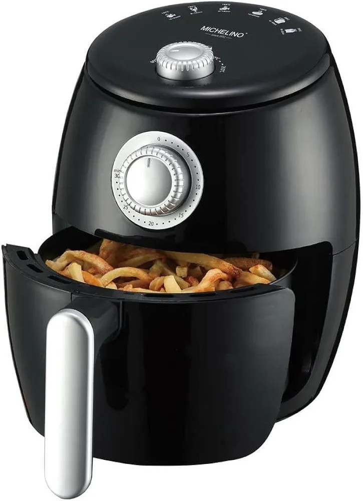 Michelino Heißluftfritteuse 2L Heißluftfriteuse Fritteuse Friteuse Timer Pommes