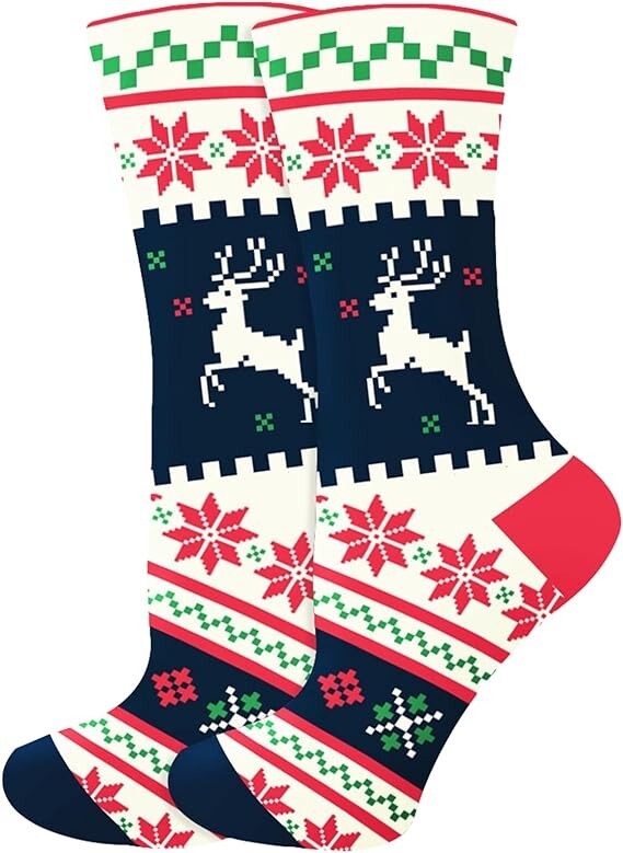 Weihnachtssocken mit Lebkuchen und Sternen Motiv Unisex