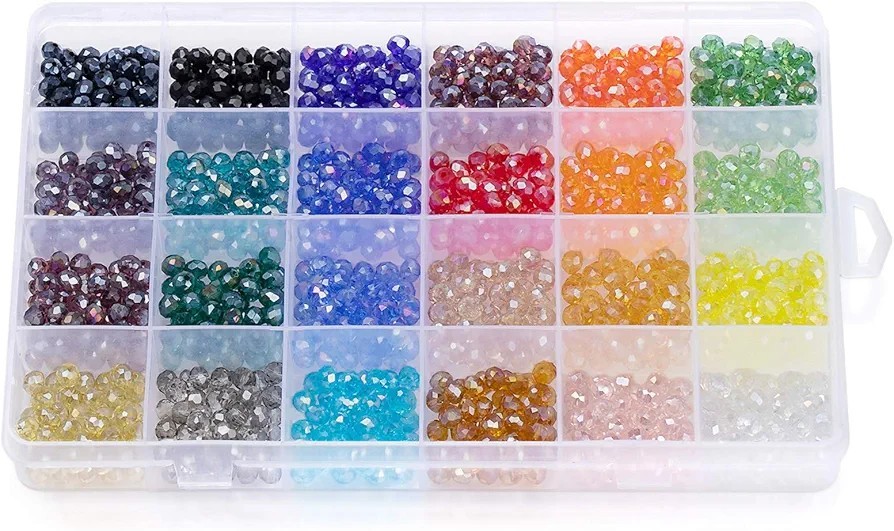 1200 Stück Facettierte Glasperlen Rondelle Kügelchen 6mm*4mm 24 Farben Perlen...