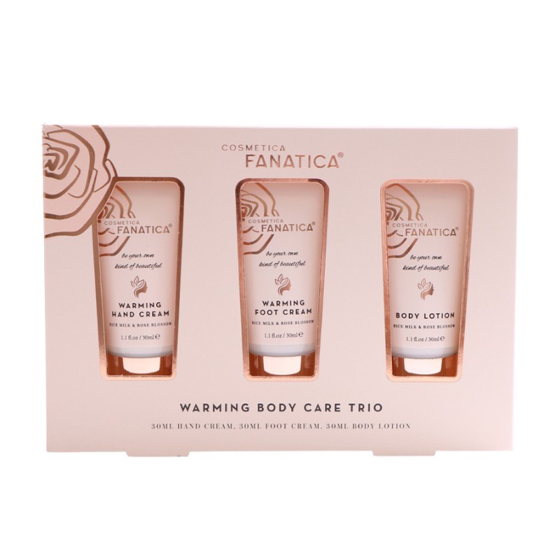 Pflege Set mit Handcreme, Fußcreme und Körpercreme – Reismilch und Rosenblüte
