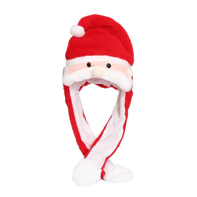 Weihnachtsmütze,Beweglicher Bart Hut,Mütze mit Beweglichen Ohren,Weihnachtsmann
