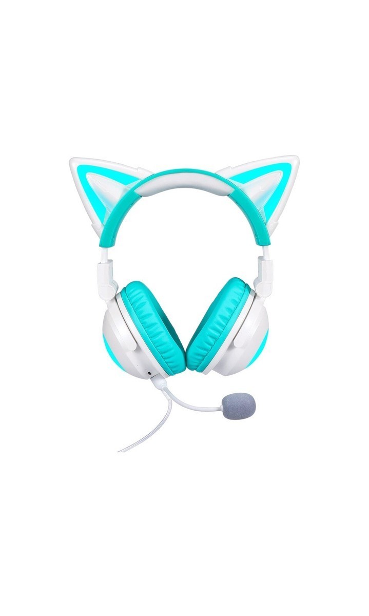 Gaming Headset mit Katzenohren und RGB Beleuchtung – Over Ear Kopfhörer mit Mikrofon