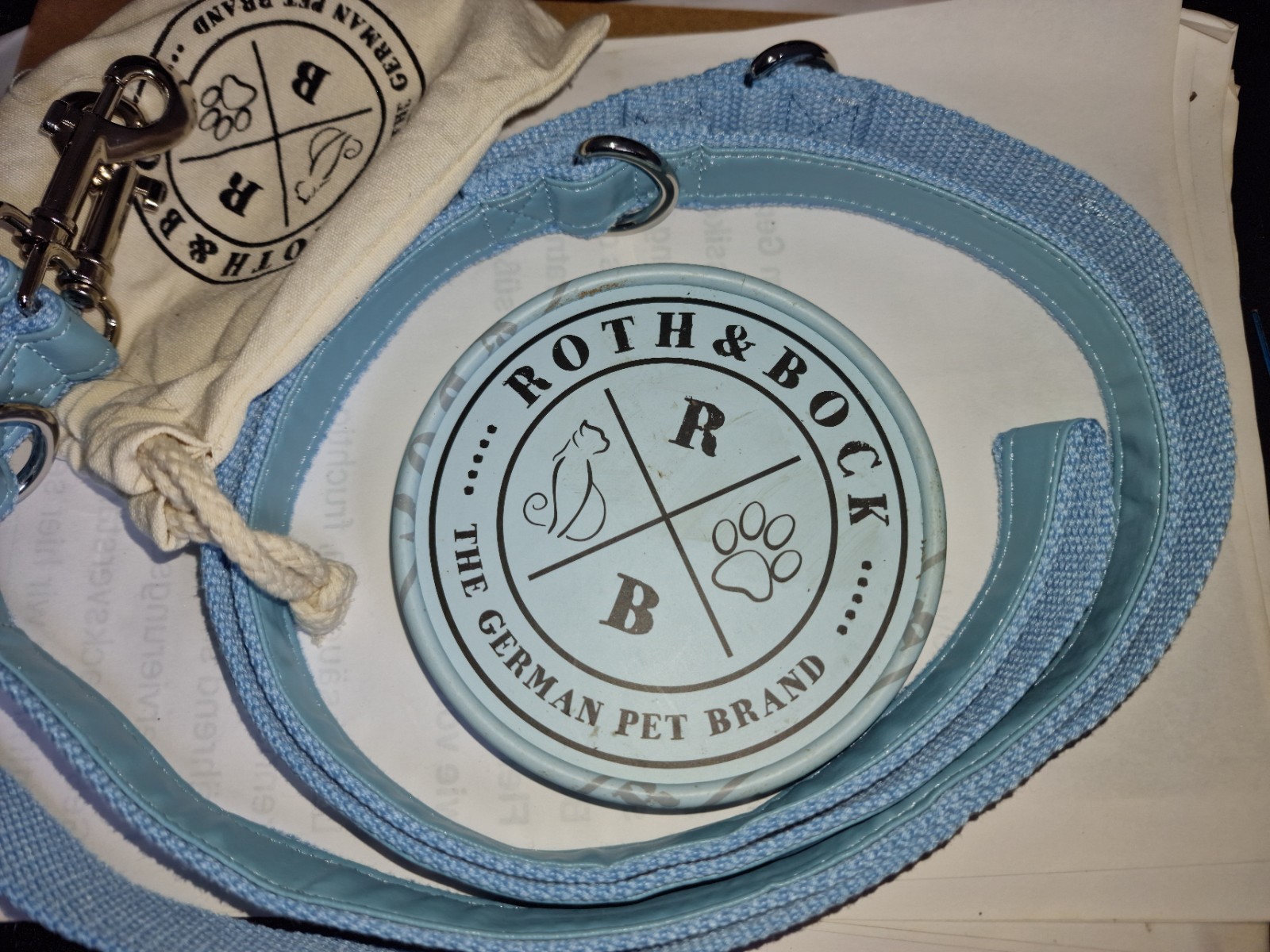 Hundehalsband Größe M 36-46cm Mit Leine ca 2,10m Blau