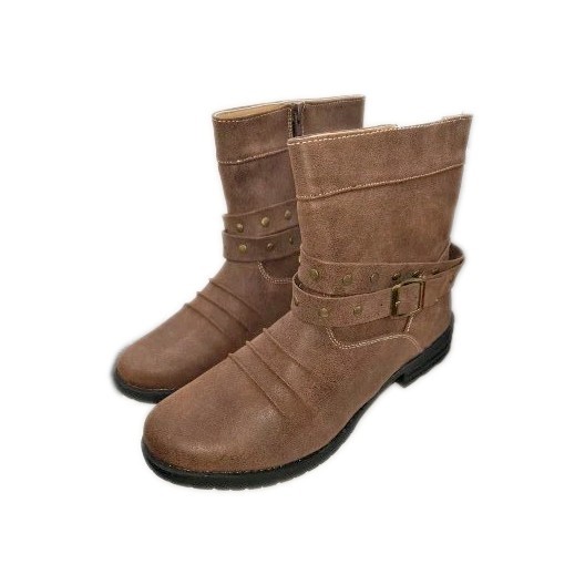 Damen Stiefeletten Braun mit Schnalle und Reißverschluss – Größen 36 bis 41
