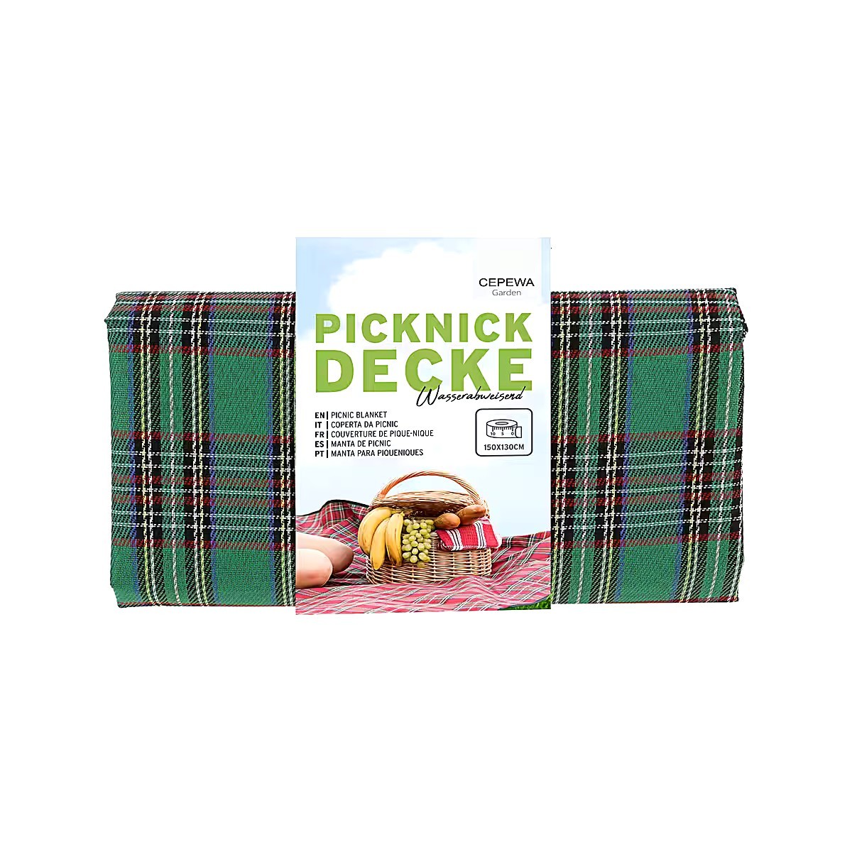 Picknickdecke,  Stranddecke wasserabweisend , kariert grün ca. 150x130cm