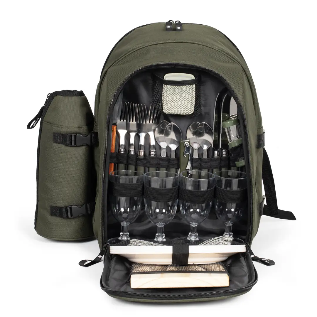 Camping und Picknick Rucksack für 4 Personen – Komplettset mit Kühlfach